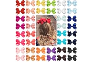 Hair Bows for Girls,40pcs Little Girls Hair Bows Clips In Pairs Mix Colors Pigtail Cheer Alligator Clips for Baby Toddlers Ki