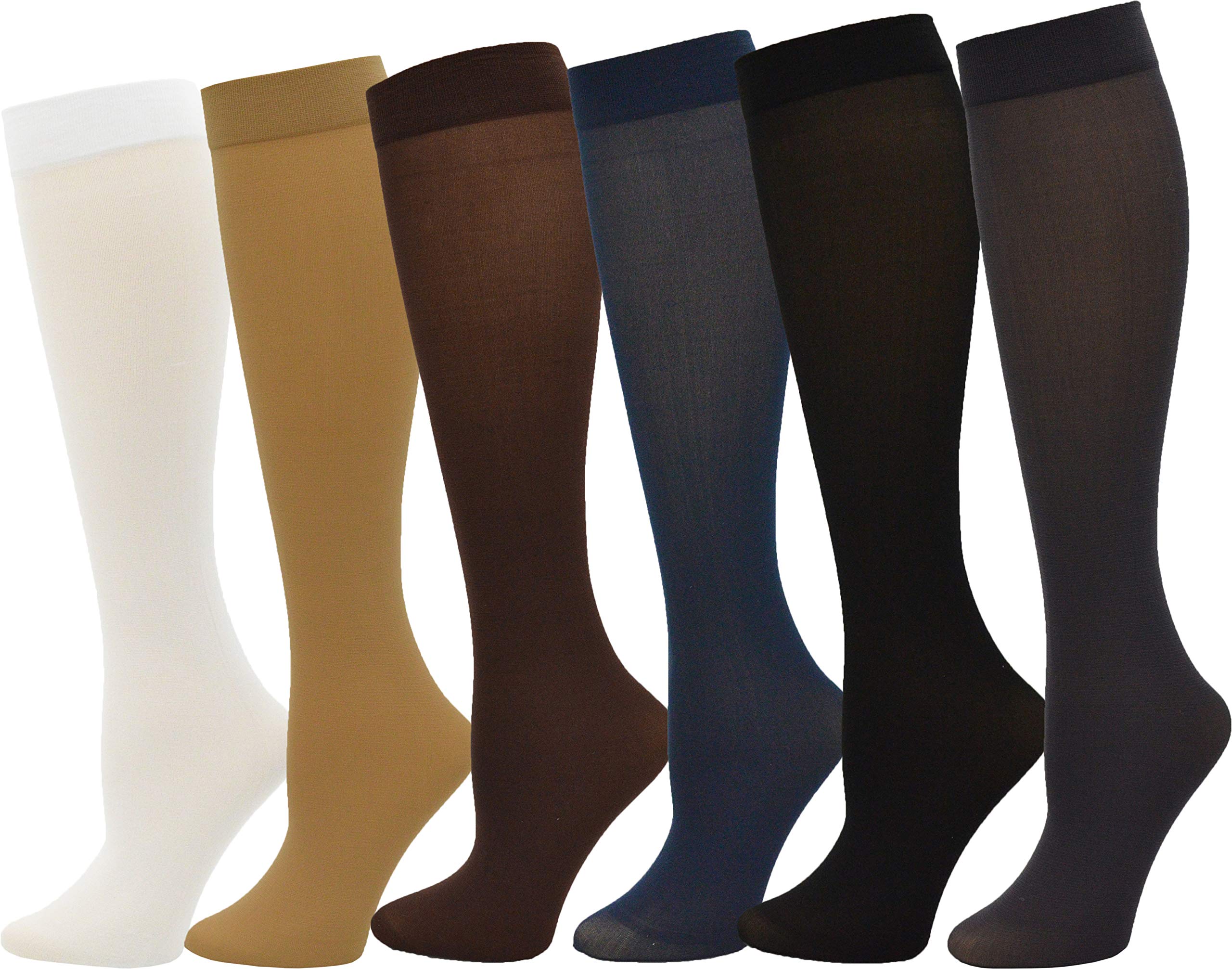 Queen Size Trouser Socks for Women, 6 Pairs Stretchy Opaque Knee High