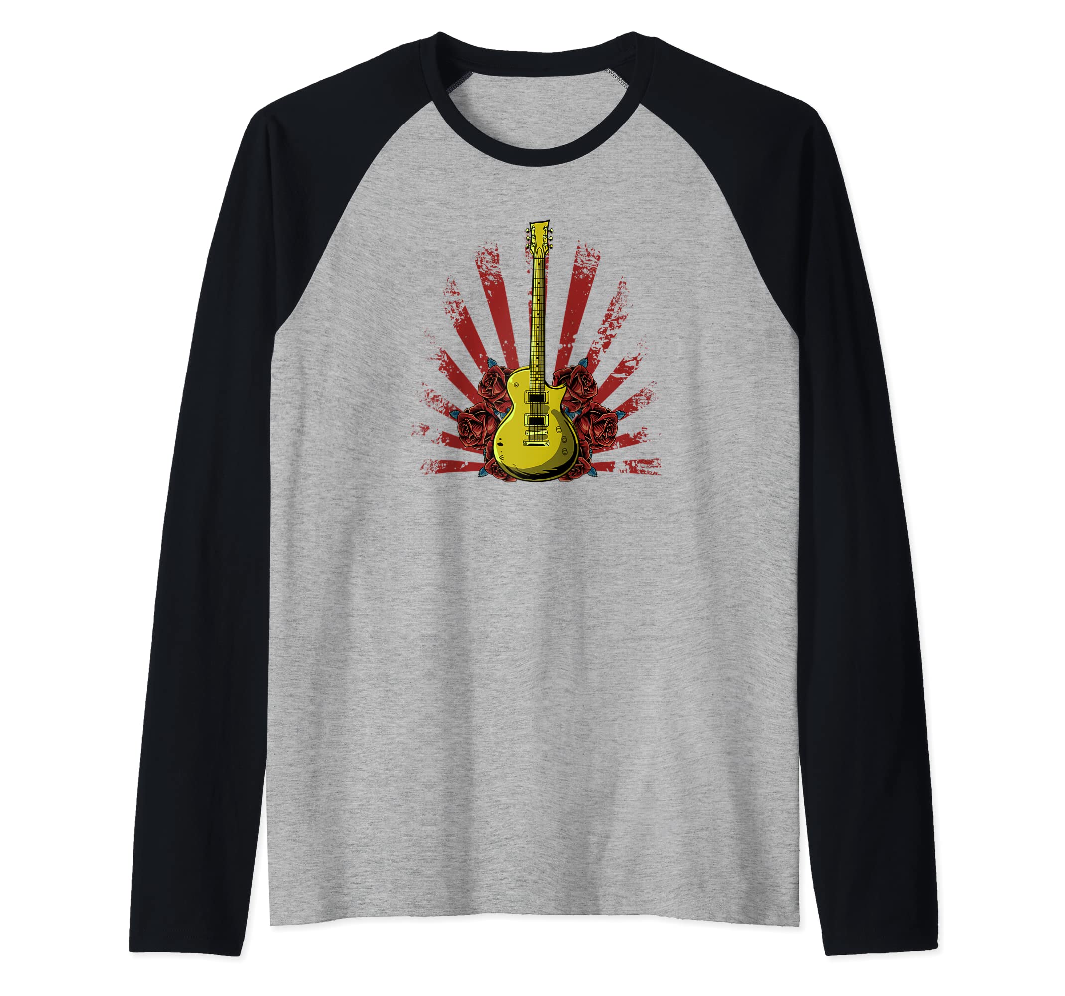 Electric Guitar Band Musician - E-Guitar Rock Guitarist Raglan Baseball Tee