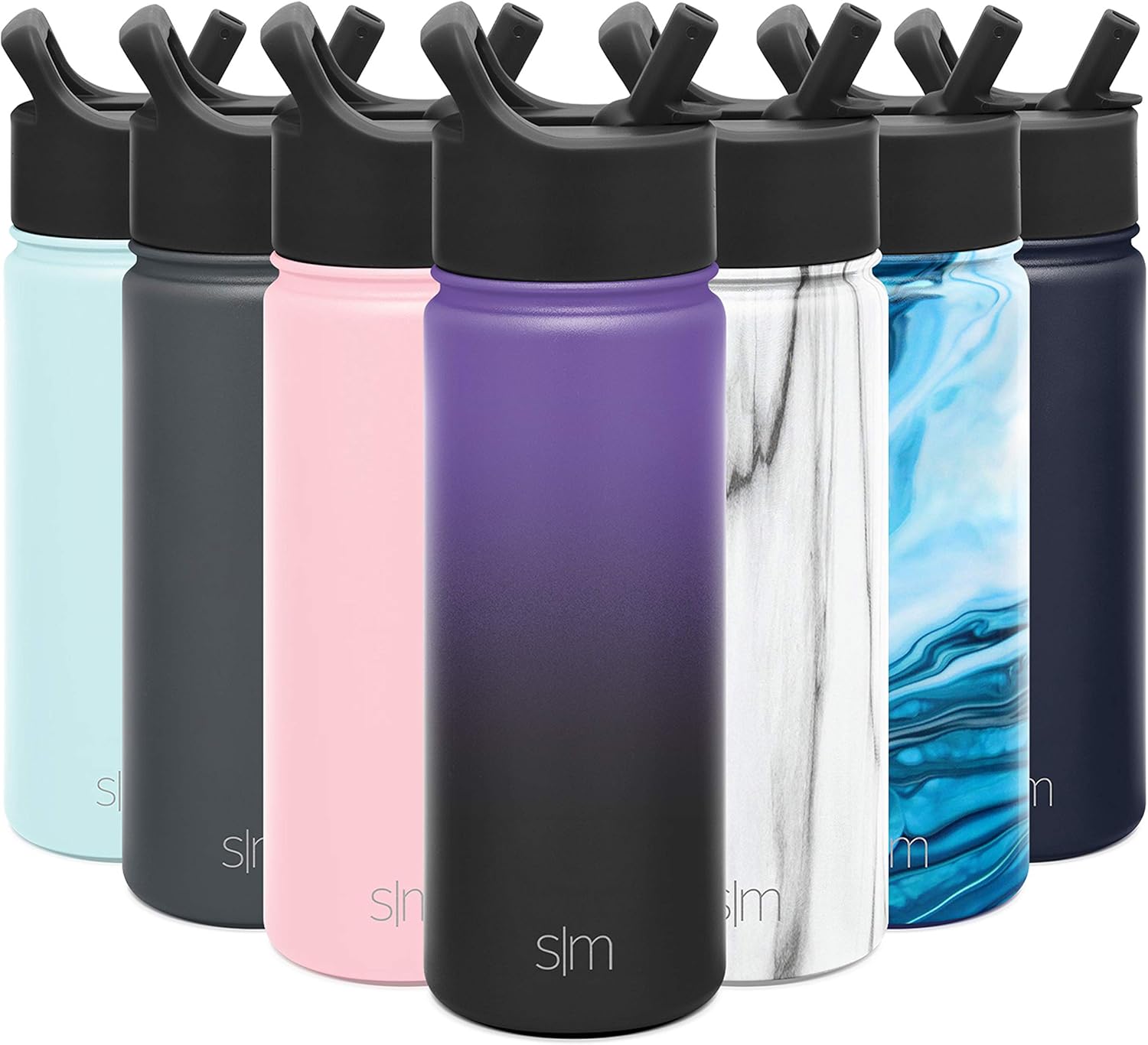 Simple Modern Insulated Water Bottle with Straw Lid Reusable Wide Mouth