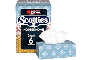 Scotties Original Everyday Care Facial Tissue, Hypoallergenic and Dermatologist Tested, 6 Boxes, 126 Tissues per Box