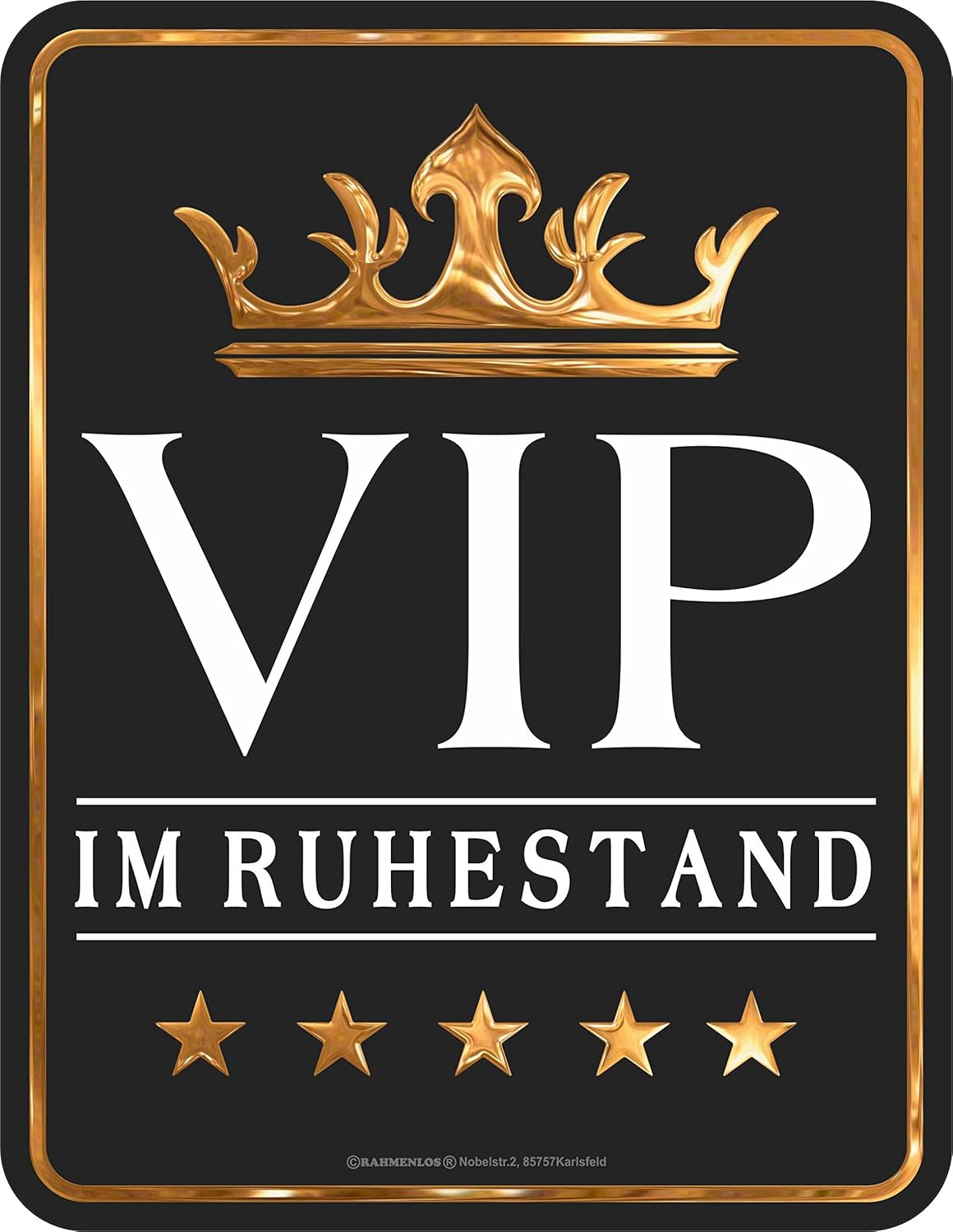 RAHMENLOS Blechschild VIP im Ruhestand Rentner / innen Geschenk