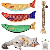 Catnip Toys Saury Fish, Cat & Kitten Chew Kicker Interactive Crinkle Toys for Bored Indoor Adult Cats & Kitten, Cat Gifts Tee