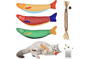 RISHOESU Catnip Toys Saury Fish, Cat & Kitten Chew Kicker Interactive Crinkle Toys for Bored Indoor Adult Cats & Kitten, Cat Gifts Teething Toys Soft and Durable for All Breeds