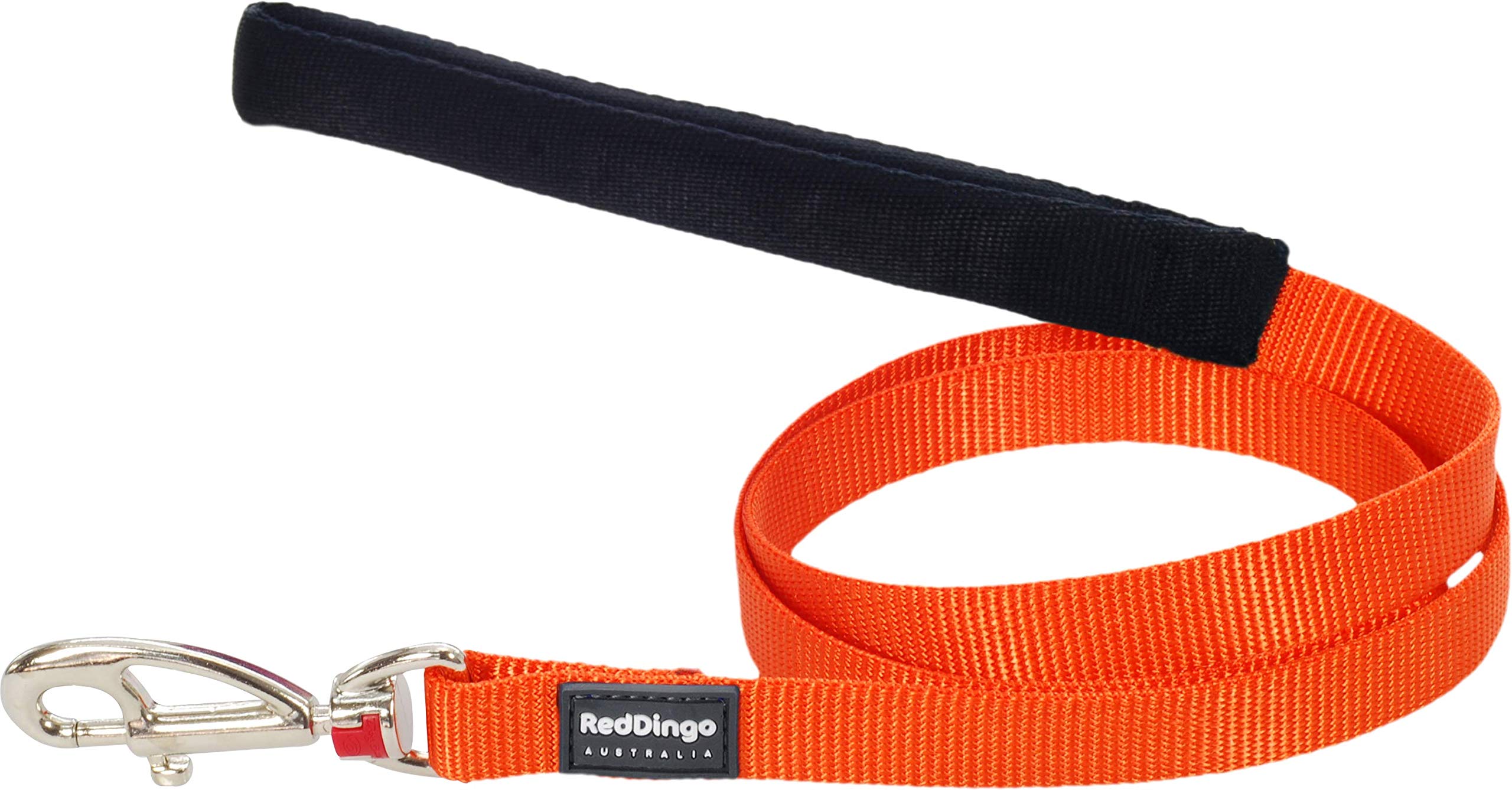 Red Dingo Padded Handle Dog Lead 1.2m Plain, Orange, Extra Small 12mm