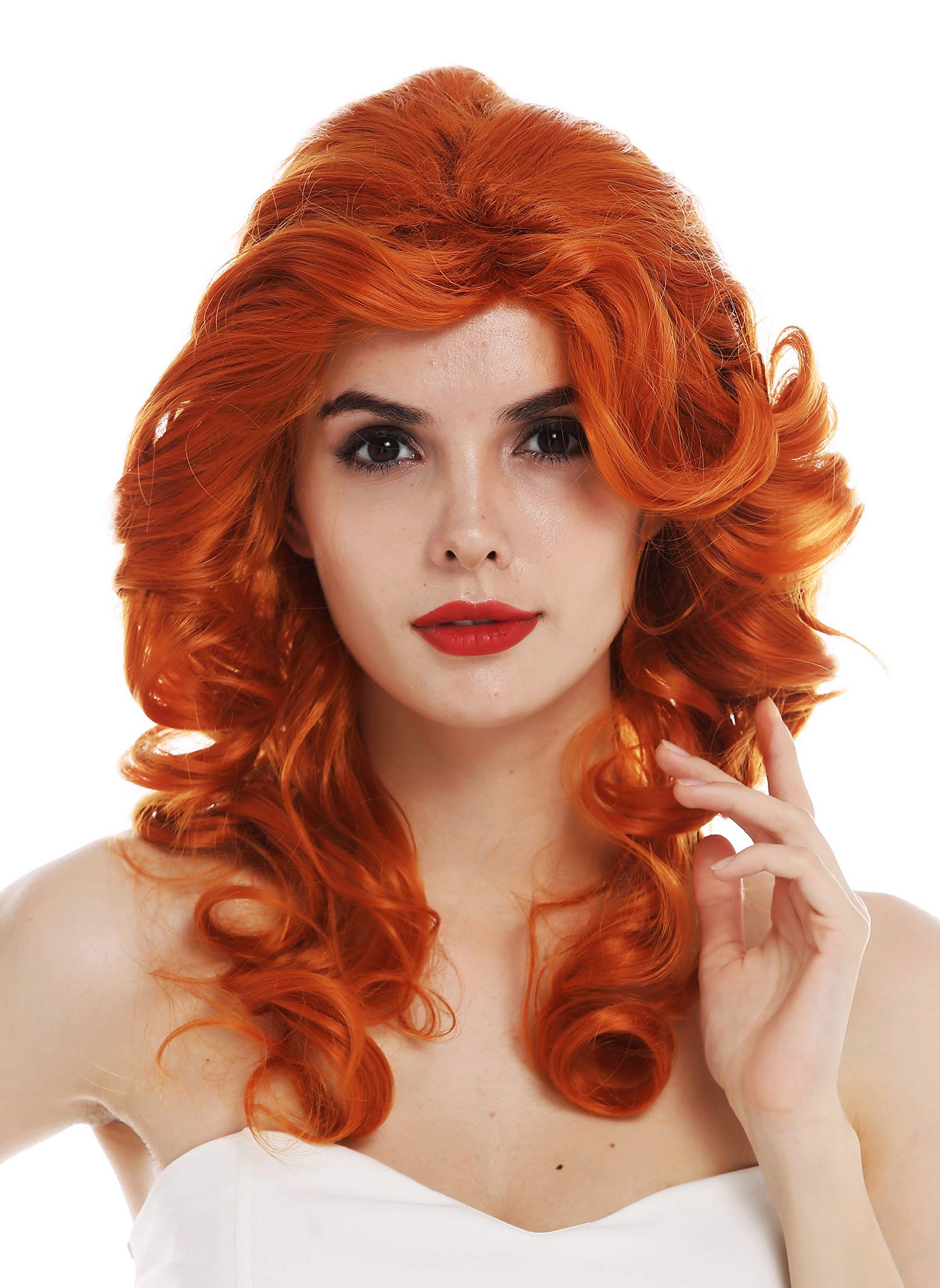 WIG ME UP - WL-3010-T2735 women's wig star diva long voluminous backcombed 80's orange red