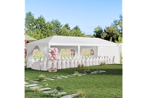 HAYIODDA 10x30 Outdoor Canopy Tent with 5 Removable Sidewalls, Waterproof Party Tent Gazebo, Outdoor Canopy for Parties, Weddings & Gatherings, White
