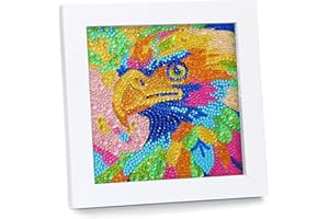AyuqEjus 5D Diamond Art Kits for Kids with 7.1"X7.1"Wooden Frame, Diamond Art for Kids Ages 6-12 by Number Kits DIY Painting Arts and Crafts,Diamond Dots for Kids Gift (Eagle-1)