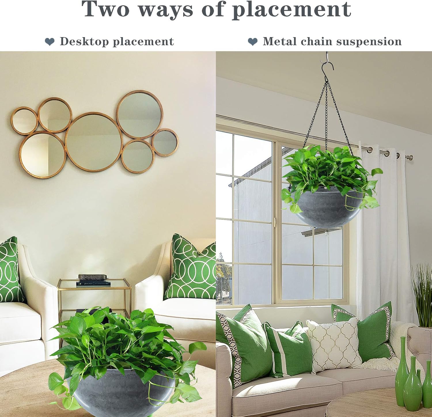 Plastic Hanging Planters, wiwoo 10 Inch Hanging Pots with Drainage Hole and Plugs, Round Hanging Baskets Plant Containers with Chain for Plants Flowers Indoor Outdoor Garden Decoration (2 Pack, Blue): Kitchen & Dining