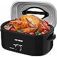 22 Quart Electric Roaster Oven, Turkey Roaster with Viewing & Self-basting Lid, Stainless Steel Turkey Roaster Oven, Black