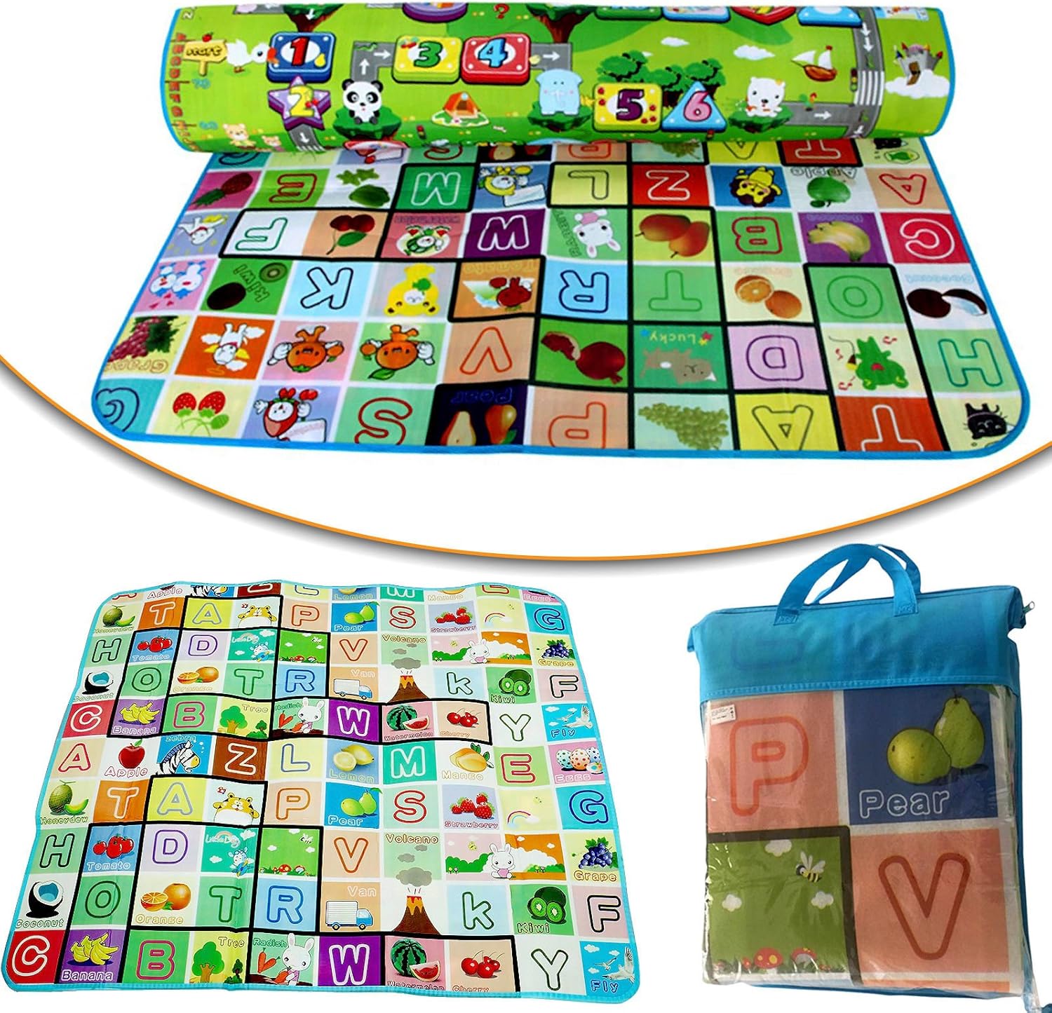 Tapis Educatif Pour Bebe 0 X 180 Cm Double Face Pour Ramper Jouer Souple En Mousse Etanche Et Resistant A L Humidite Amazon Fr Bebes Puericulture