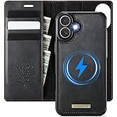 Kowauri Case for iPhone 17, PU Leather Wallet Flip Case with Card Holder RFID Blocking, Magnetic Detachable Shockproof Phone Cover Wireless Charging Compatible for iPhone 17 (6.3 inch), Black