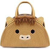 Hkojewp Highland Cute Cow Baby Diaper Caddy Organizer, Woven Cotton Rope Basket for Nursery, Portable Diaper Caddy Empty Gift Basket, Baby Wipes Shower Towels Storage Bins for Newborn Essentials