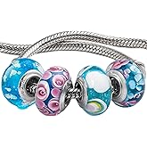 Cherityne Set of 4 Handmade Murano Glass Charm Bead for Charms Bracelets Style#1113
