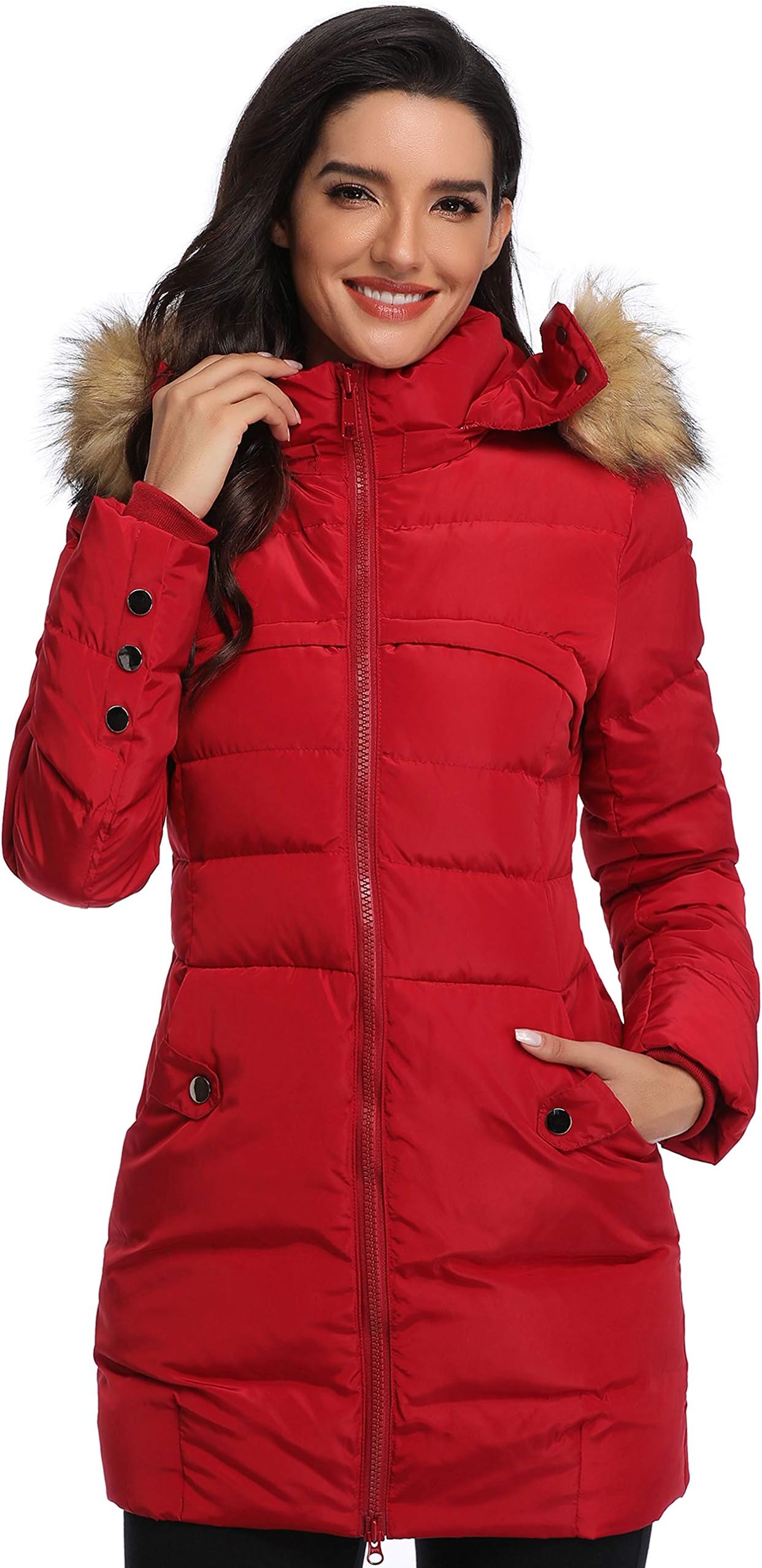 EpsionWomen's Hooded Thickened Long Down Jacket Winter Down Parka Puffer Jacket