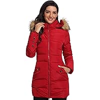 Epsion Women's Hooded Thickened Long Down Jacket Winter Down Parka Puffer Jacket