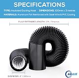 Adair 4in x 10ft Tumble Dryer Vent Hose 100mm Black Ducting with Clamps view 2