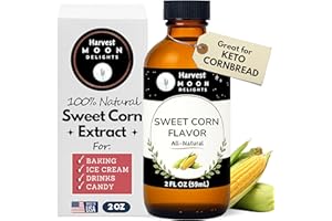 Natural Sweet Corn Flavor Extract - 2 oz - Water-Soluble - By Harvest Moon Delights - Sweet Corn Extract for Baking Keto Cornbread - Zero Sugar, Zero Carbohydrates, Gluten-Free