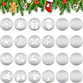 Eaasty 24 Pieces Christmas Cookie Press Discs Holiday Disk Set Stainless Steel Christmas Tree Gingerbread Man Santa Snowflake