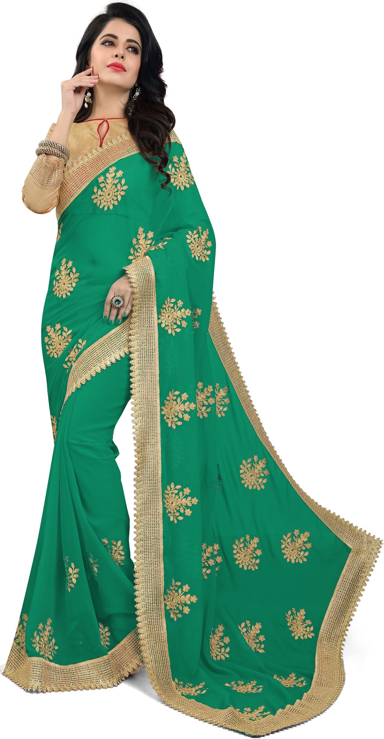 Raghukul Women's Georgette Saree With Unstitched Blouse piece…