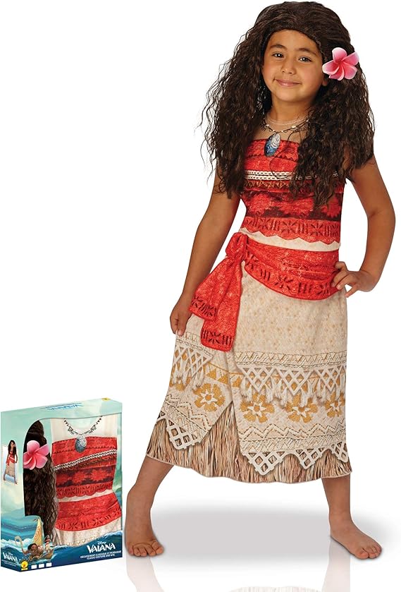 Generique - Disfraz clásico Vaiana con Peluca niña en Caja: Amazon.es: Juguetes y juegos