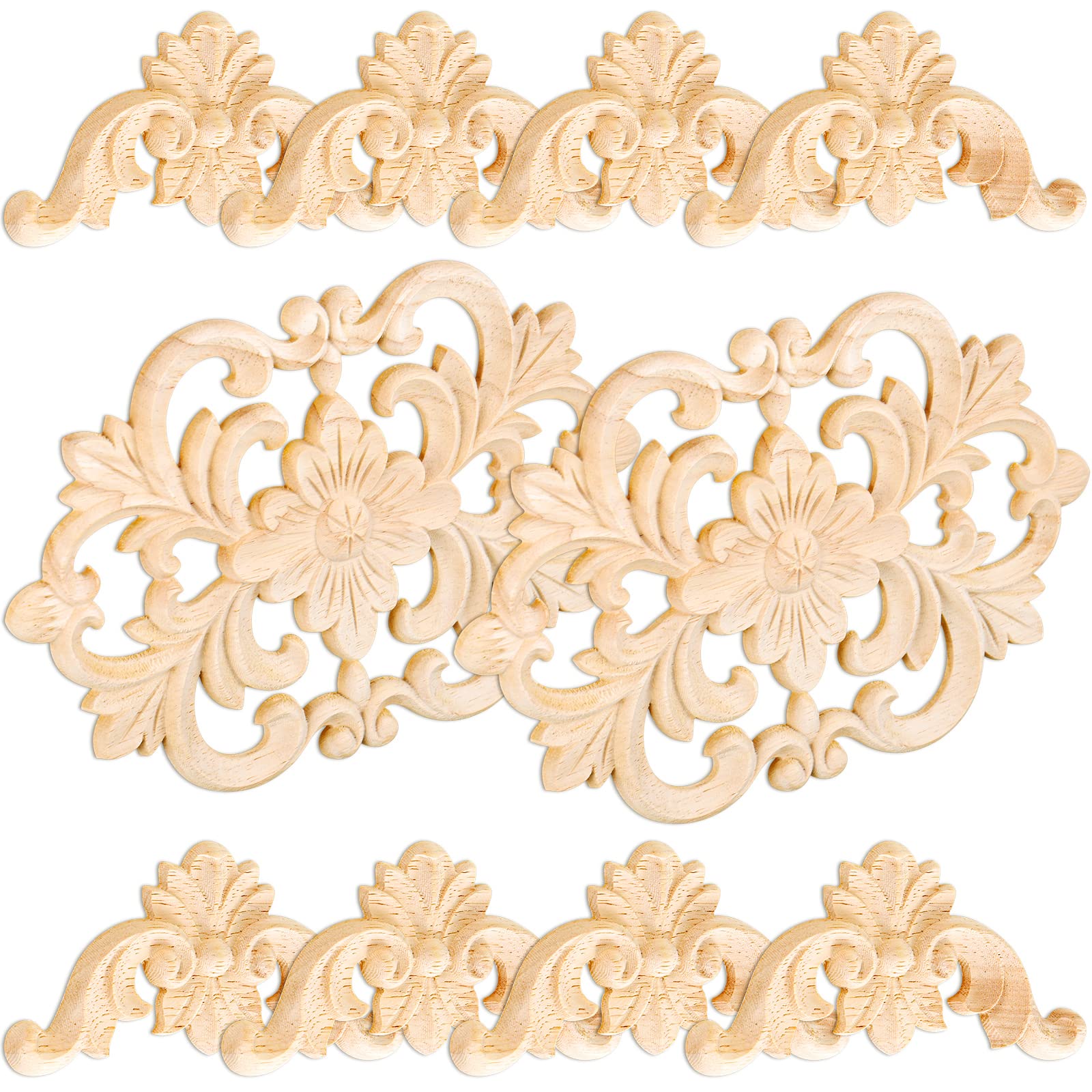 Photo 1 of Vicenpal 10 Pcs Decorative Wood Appliques Onlays for Furniture Door Center Onlays DIY Wood Carved Decal Bed Door Wardrobe Furniture(Corner Edge Applique,8.66 x 5.51 x 0.31 Inches)
