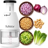 Fullstar Hand Chopper, Manual Vegetable &amp; Onion Chopper, 1 Cup Container | Easy to Use, Compact &amp; Manual Vegetable, Herb &amp; Nut Chopper, No BPA, Dishwasher Safe, Non-Slip Base, with Safety Lock Feature