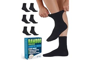 Doctor's Select Bamboo Viscose Diabetic Socks for Women & Men - 6 Pairs Non Binding Viscose Bamboo Socks for Swollen Feet
