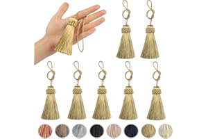 Fenghuangwu 8PCS Tassel Key Colorful Tassel for Cord Loop,Elegant Handmade DIY Craft Accessory Home Decoration (Gold)