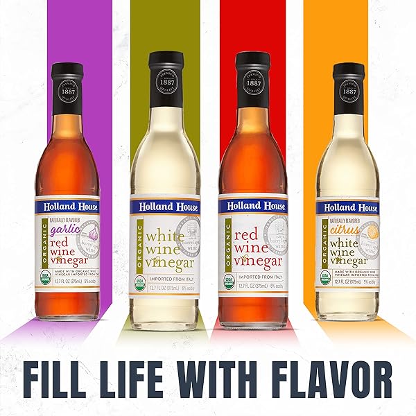 HOLLAND HOUSE ORGANIC WHITE WINE VINEGAR, IDEAL FOR A MARINADE, VINAIGRETTE AND FOR COOKING, 12 FL OZ