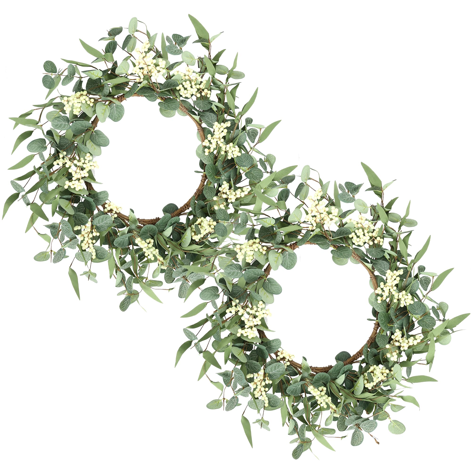 Photo 1 of Pinkpum 2 Pack Wreaths for Front Door 20'' Eucalyptus Wreath, Spring Summer Door Green Wreath for Home Porch Window Wall Farmhouse Home Decor Indoor Outdoor Summer All Seasons