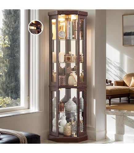 j22　展示品　KINCAID 　照明付き　飾り棚 Corner Hutch Chocolate Cherry Corner Curio Pulaski Furniture | FurniturePick
