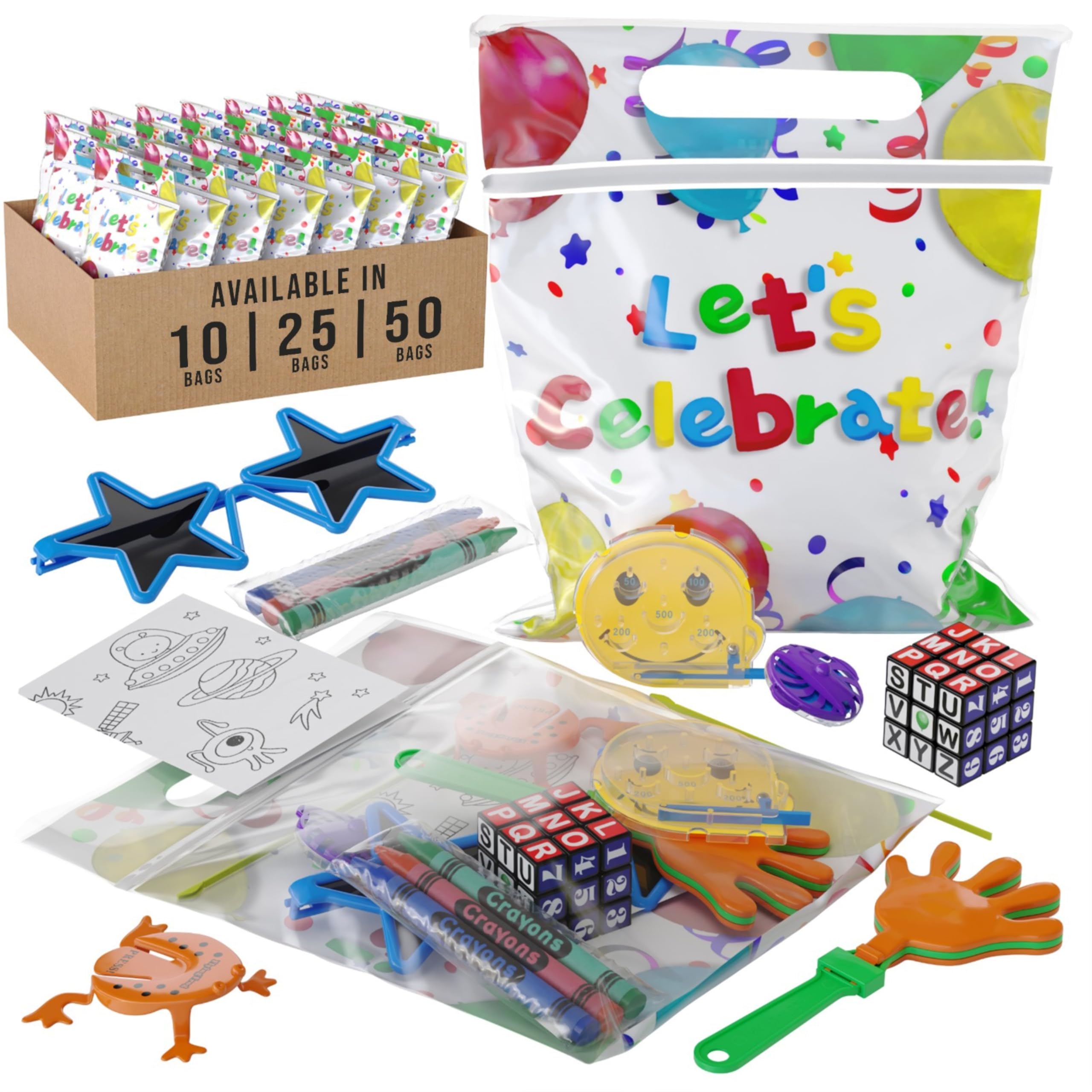 Photo 1 of Crown Display Party Favors for Kids 25 Pre Filled Party Favor Bags - Fun Goodie Bags Stuffers for Kids with Fidget Toys and Small Toys Goody Bag Stuffers - Party Favors for Kids 4-8