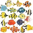 SCAHOW 18PCS Tropical Fish Toys for Kids, Plastic Assorted Miniature Sea Creatures Toys, Fake Toy Fish, Mini Ocean Animal Figures for Toddlers