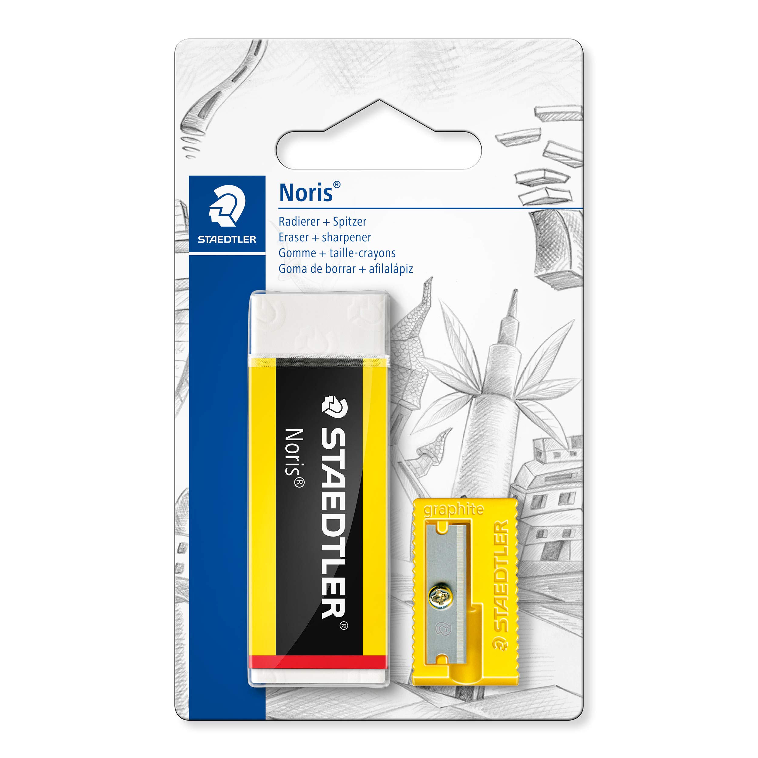 STAEDTLER Eraser & Sharpener Set - Medium Size - Latex & Phthalate-Free Rubber - Pack of 2, 526 N-S1BK
