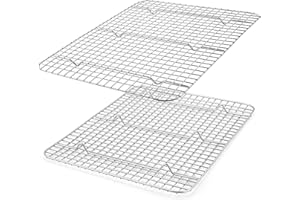 HaSteeL 15.3” x 11.2” Cooling Racks, Stainless Steel Grid Wire Rack Set of 2 for Cookies Meats Cakes Bacon, Metal Baking Rack