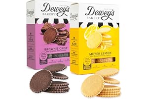 Dewey's Bakery Meyer Lemon & Brownie Crisp Moravian Style Thin Cookies Variety Pack, Bakery Fresh with Real Simple Ingredients, Low Calorie Snack, No Artificial Flavors, 9 oz (Pack of 2)