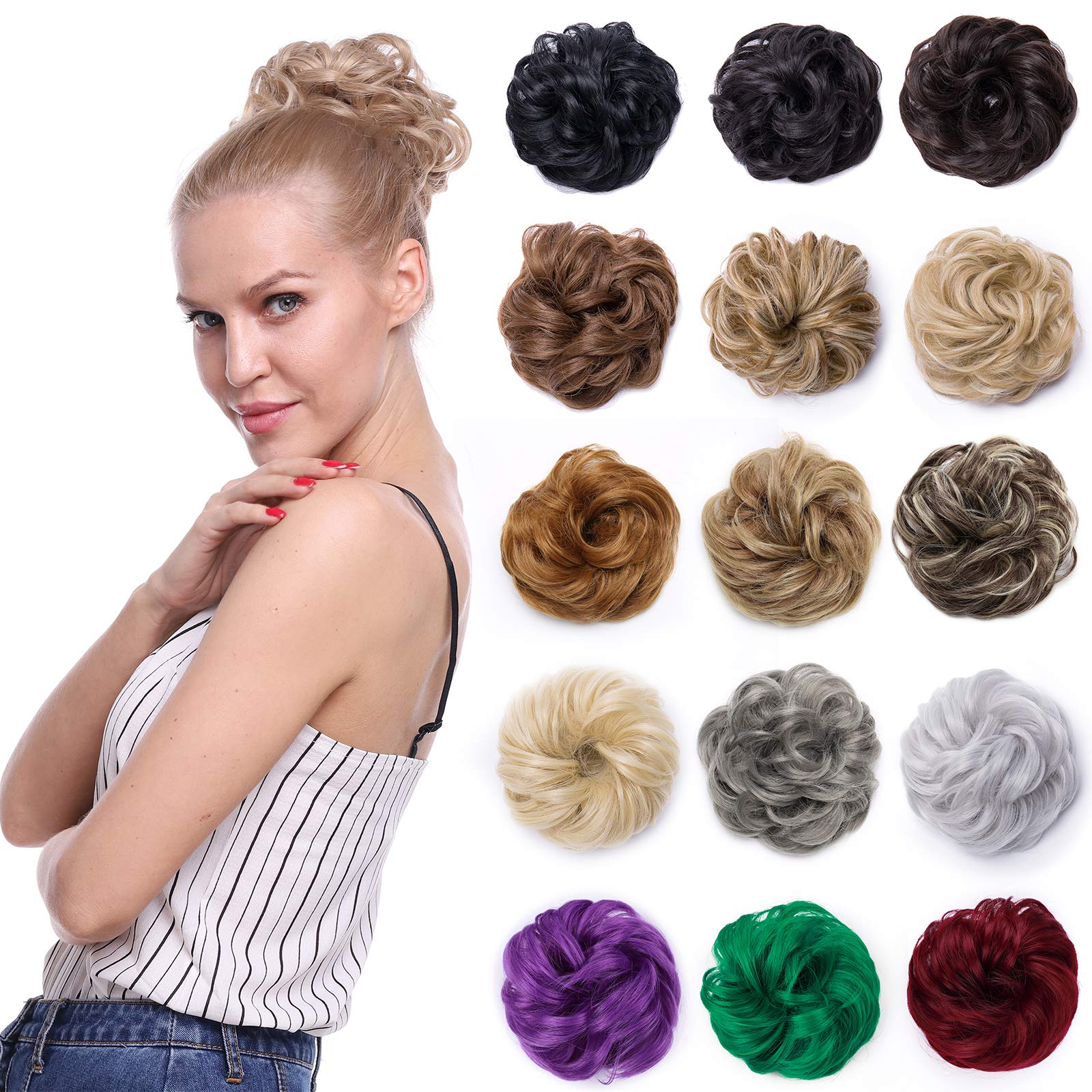 Silk-co Scrunchy Scrunchie Bun Updo Hairpiece Hair Ribbon Ponytail Extensions Messy Hair Bun Donut Chignons Piece Medium Brown — image 1