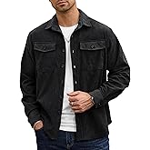 Herberton Men Corduroy Shirt Button Down Casual Ribbed Lightweight Jacket with Flap Pockets (S-XXL)