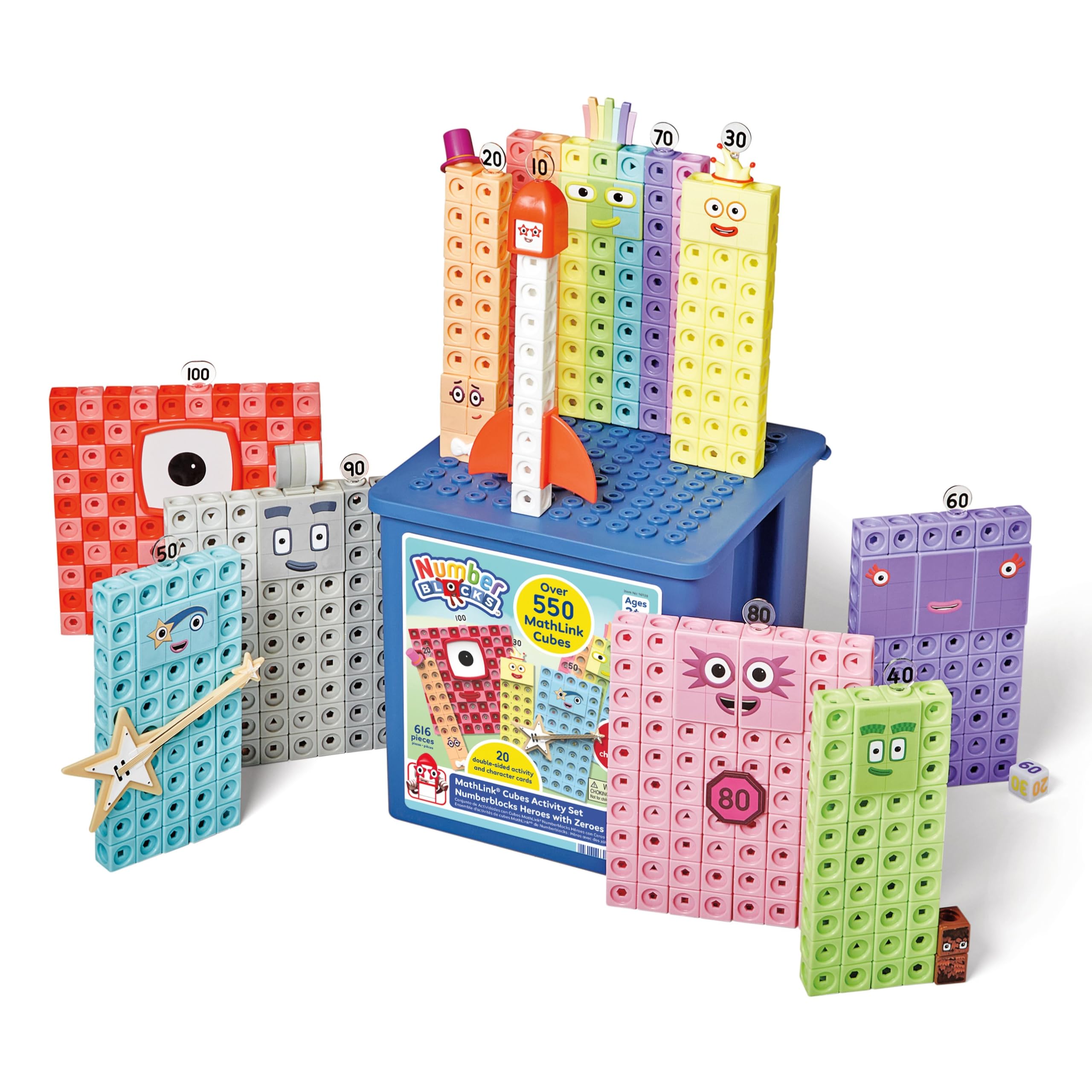 Photo 1 of hand2mind Numberblocks Heroes with Zeroes MathLink Cubes Activity Set, Preschool Learning Activities, Math Manipulatives Kindergarten, Counting Blocks, Number Linking Cubes, Kids Educational Toys