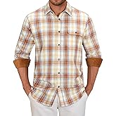 Alimens & Gentle Men's Flannel Long Sleeve Shirt Classic Plaid Button Down Shirts Soft Warm Winter Tops with Pocket Work Camp