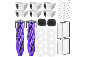 PhoebCynthi Replacement Accessories Compatible with Narwal Freo Z Ultra Robot Vacuum Cleaner, 2 Main Brush, 6 Hepa Filter, 6 Dust Bags, 8 Mop Pads, 8 Side Brushes,2 Baseboard Rag