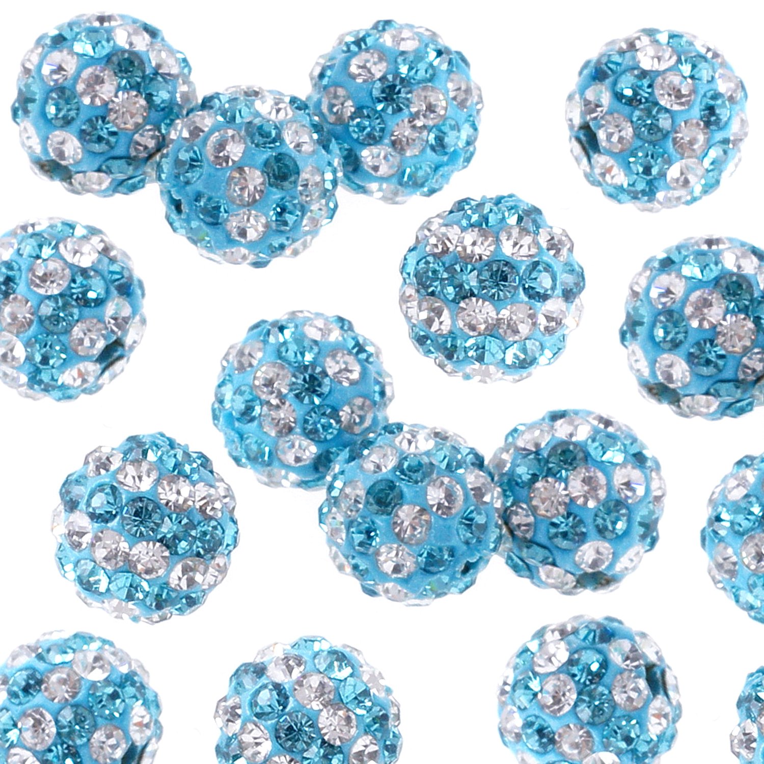 RUBYCA Stripes Czech Crystal Round Disco Ball Clay Beads fit Shamballa Jewelry (50pcs, 10mm, Blue) — image 1