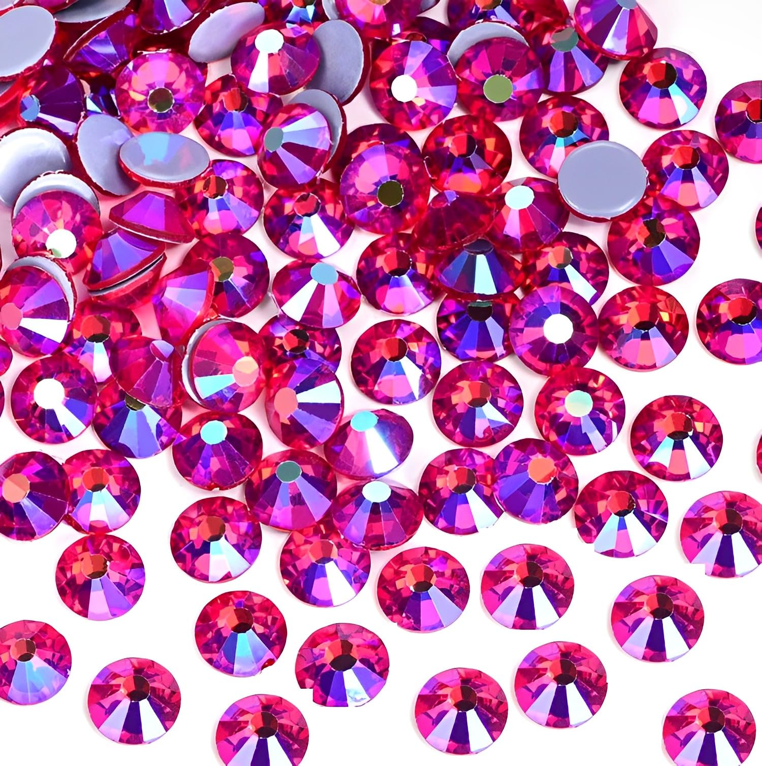 Jollin 2880pcs Hotfix Crystal Flatback Rhinestones Glass Diamantes Gems for Crafting Art Crafts Decorations Clothes Shoes 3.2mm SS12 Siam AB