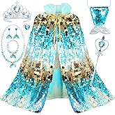 LIMIROLER Princess Dress Up Toys Mermaid Dress Up Cape Kit 9 Pcs Gift Set for Little Girls 3-8 Years Old