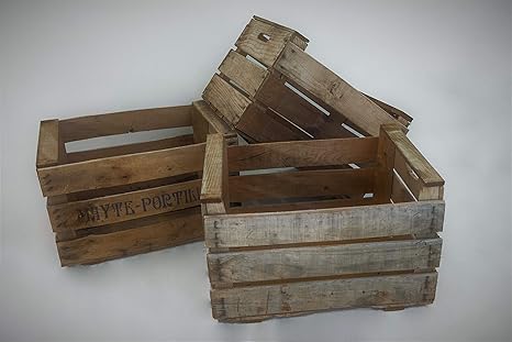 LOTE DE 3 CAJAS DE MADERA FRUTA ANTIGUAS: Amazon.es: Hogar