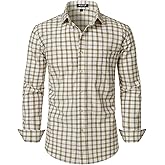 JEMITOP Men's Transitional Weather Slim Fit Long Sleeve Button Down Shirt Business Casual Dress Shirts with Pocket