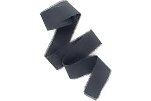 LINENLARK Dark grey 1 inch wide 5 yds frayed edges handmade cotton ribbon hand dyed for Rustic wedding invitation ties favors gift wrapping Party decor bows Florist Bouquet supplies Flat lay props