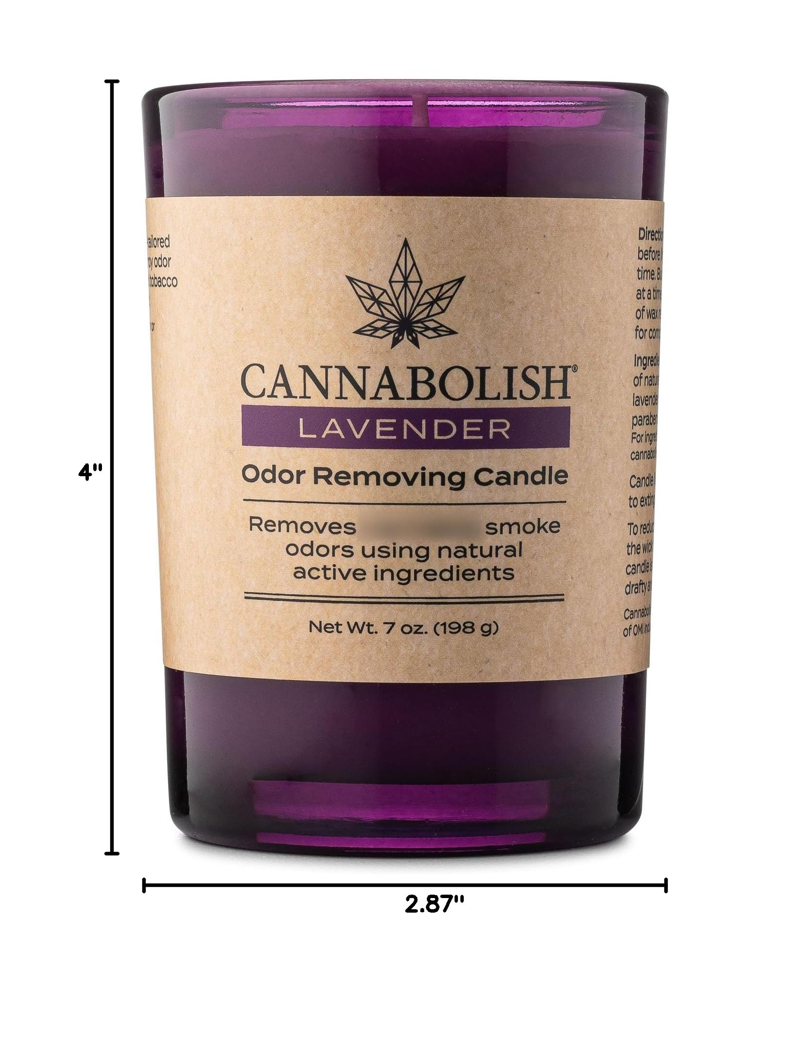 Cannabolish Lavender Smoke Odor Eliminating Candle, 7 oz, Natural Ingredients