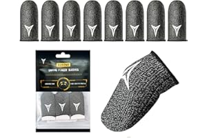8 Pack Gaming Finger Sleeves for Mobile Gaming, 0.3mm Silver Fiber, Smooth Operation, Anti-Sweat, Extremely Thin, Nuozme Fing